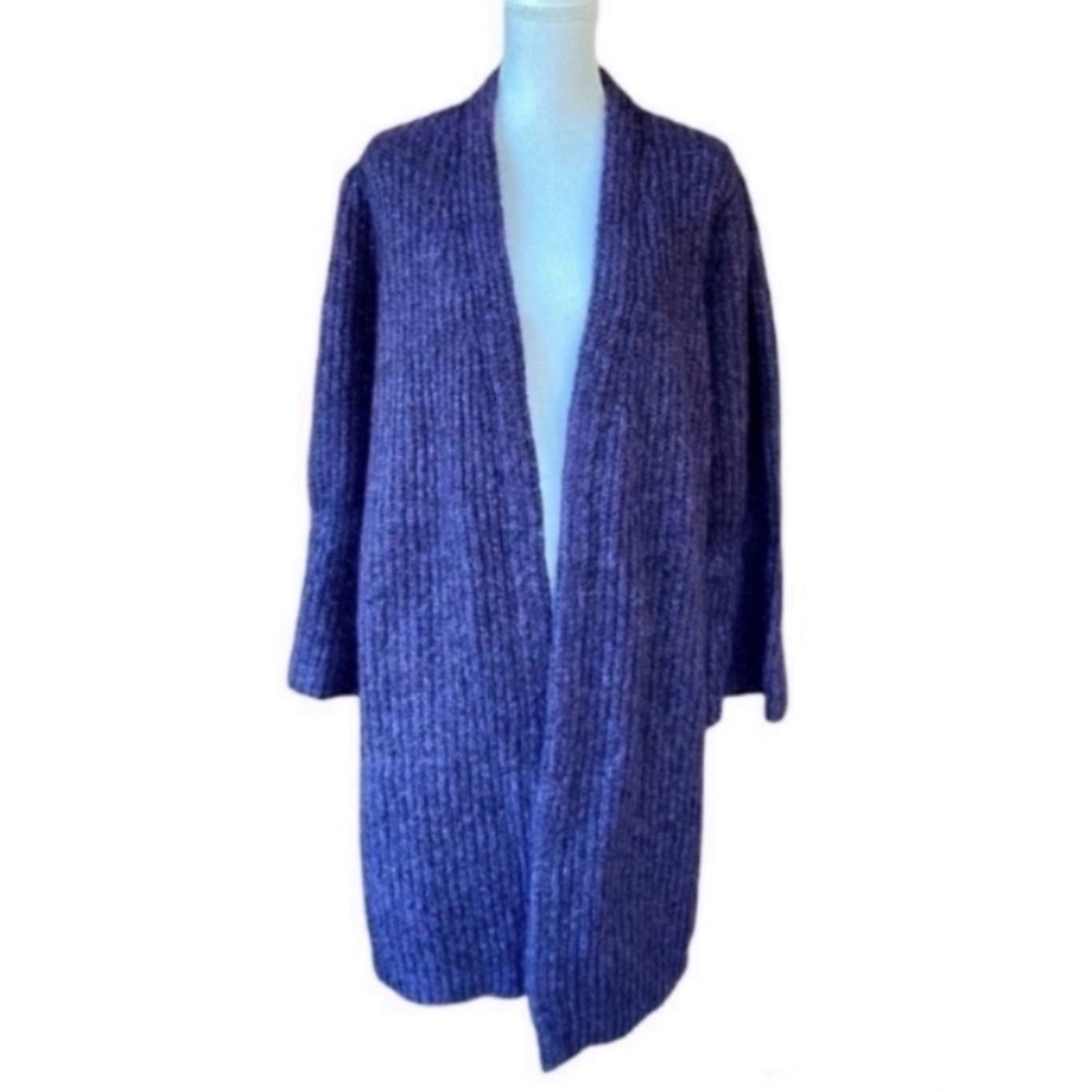 Roller Rabbit Womens Long Duster Sweater Cardigan Purple Size Medium Large Cable